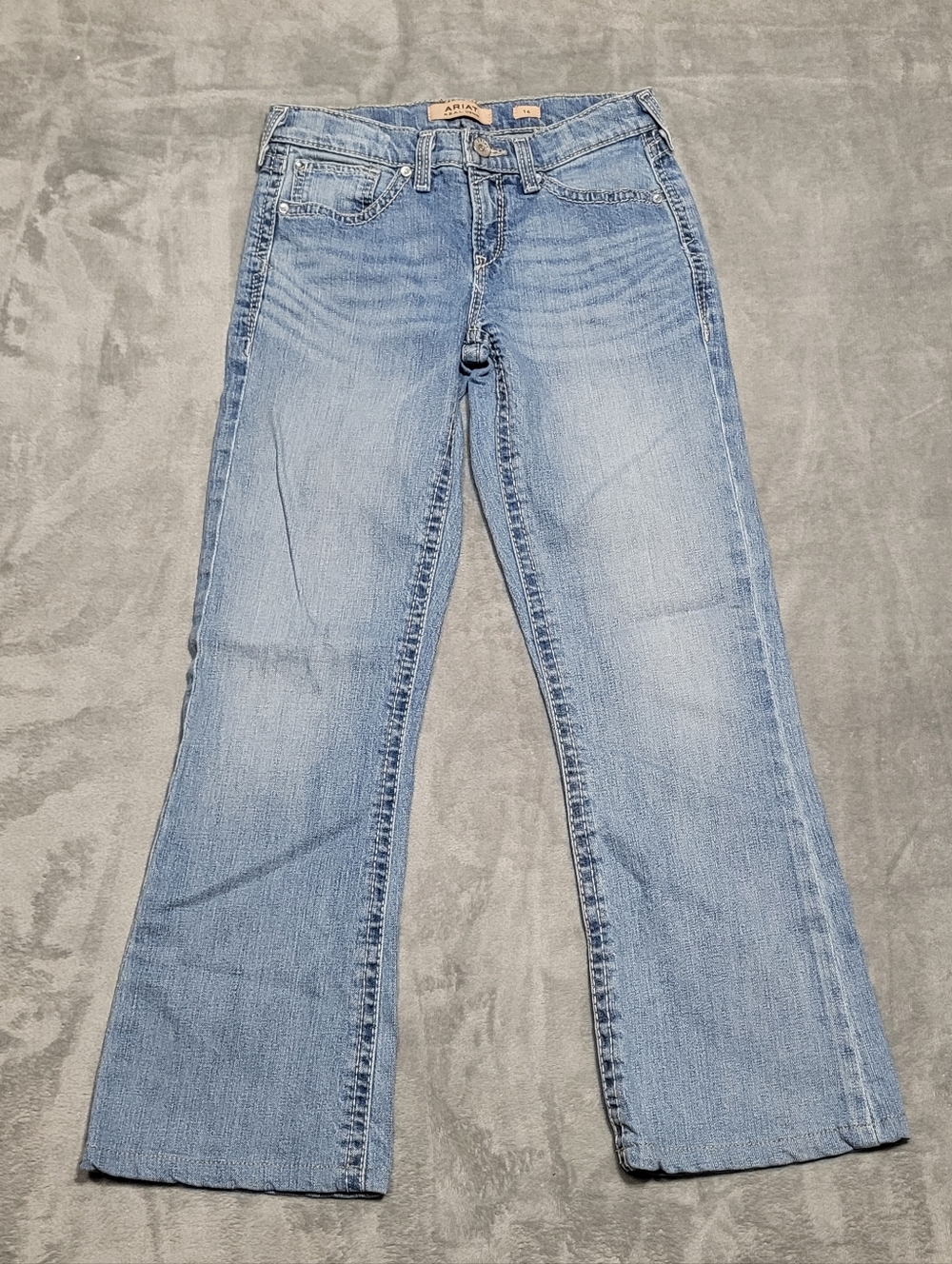 Ariat Girls Lennon Wide Leg Trouser Jeans Colorado Wash Size 14 Western Denim